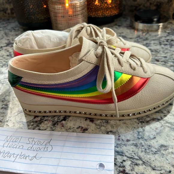EUC Gucci rainbow sneakers with crystal details along the sole, size 35 - Picture 3 of 10